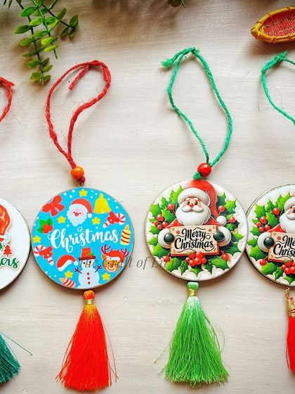 Add a touch of rustic charm to your Christmas decor with these handcrafted wooden hangings. Each ornament is customized to bring warmth and joy to your holiday celebrations.