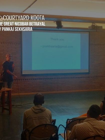 Author Pankaj Sekhsaria during his talk on "The Great Nicobar Betrayal." Our space is designed for such important conversations about environmental and social issues.