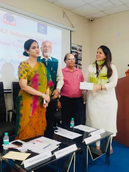 It's wonderful to see organizations taking proactive steps towards POSH compliance. Here I am being felicitated after a session at the DLF Industries Association.