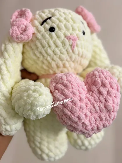 There's nothing like a big, soft hug, and this plushie bunny is made for exactly that. I use extra-thick, velvety yarn to make it incredibly soft and cuddly, a perfect companion for your little one.