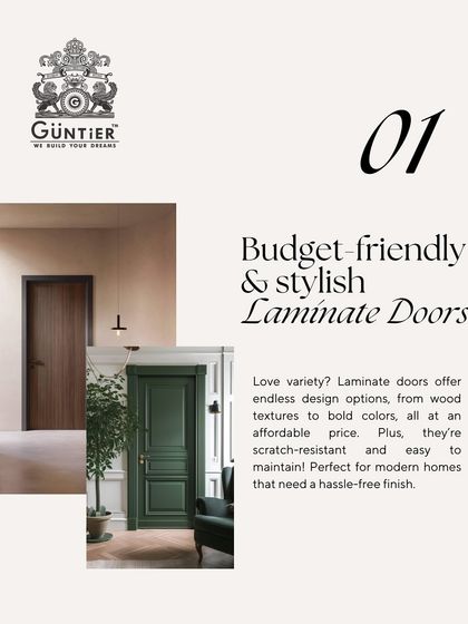 Laminated doors offer incredible variety and durability. This example shows a modern design in a bold color, perfect for a child's room or a creative office space, offering a scratch-resistant and easy-to-maintain finish.