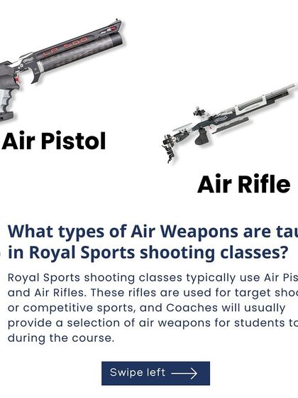 We teach target shooting with both Air Pistols and Air Rifles. Our coaches provide a selection of professional-grade air weapons for students to use during the course.