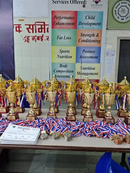 The spoils of victory. A table full of trophies and medals waiting for the champions of the TSTTA Mumbai Inter-Club Tournament.