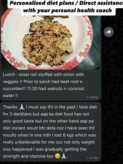 "I must say that in the past I took diet from 3 dietitians but your diet food has not only good taste but on the other hand your diet gives instant result." This client lost 8 kgs in a month and gained strength and stamina.