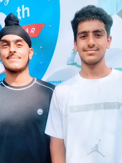 NTC's Prateek Sheoran and his partner Ranvir Singh after securing their spot in the semifinals of the Fenesta Open Boys U-16 Doubles.