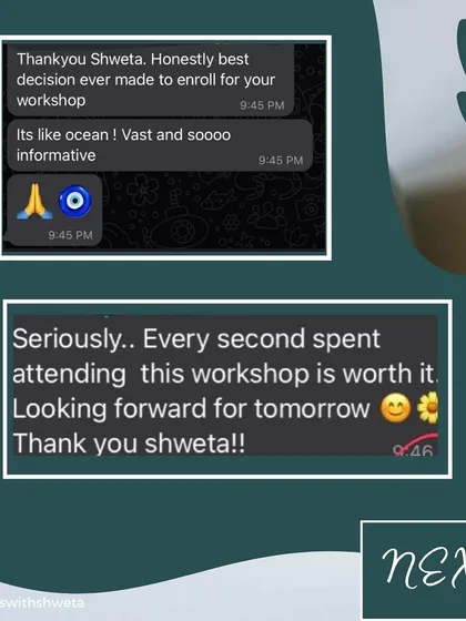 The feedback from my students speaks for itself. My workshops are described as an "ocean, vast and so informative" because we go deep. Seeing my students have these moments of clarity is why I am so passionate about teaching.