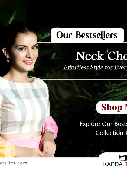 Explore our bestselling collection today. This graphic highlights our popular Neck Check blouse, a perfect example of effortless style for every day.