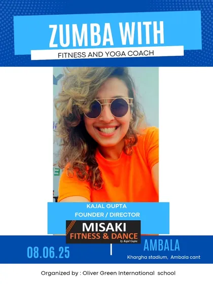 The official event poster for the Zumba session at the Ambala Integrity Run, featuring me as the fitness and yoga coach.