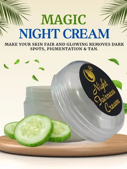 My Magic Night Cream is one of my most loved products for achieving fair and glowing skin. I make it with natural ingredients like avocado, beeswax, and kesar to help reduce dark spots, pigmentation, and tan while you sleep.