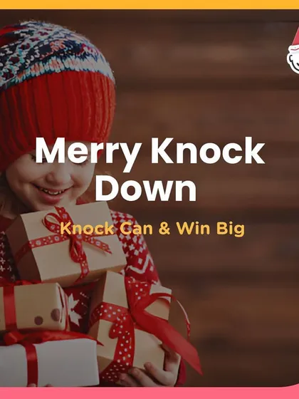 Merry Knock Down, a fun carnival game where kids can test their aim and win big.