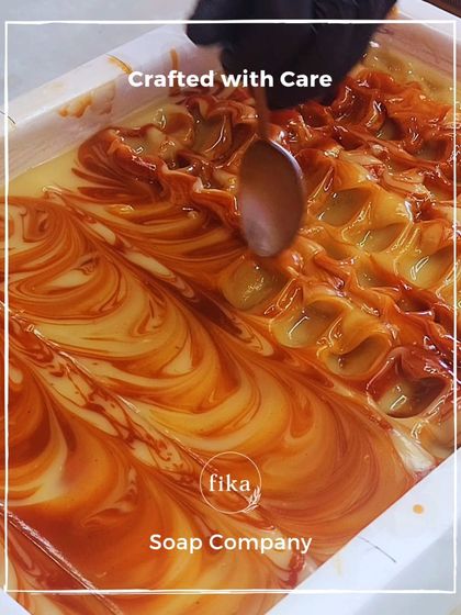 Crafted with care. The beautiful, rich swirl in this soap batter is created by hand, a testament to the artistry and attention to detail that goes into every single batch I make.