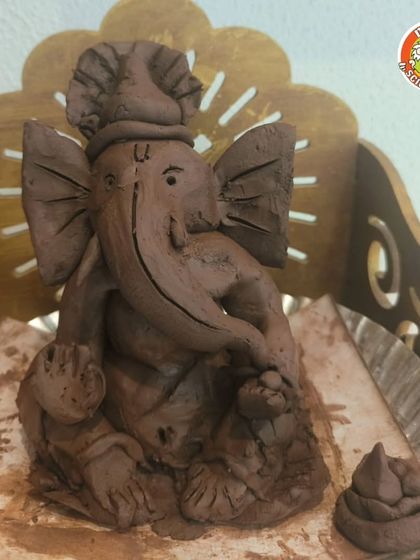 Before the colors and decorations, there is the form. This is a wonderful example of a Ganesha sculpted from our DIY kit, ready to be brought to life with festive adornments.