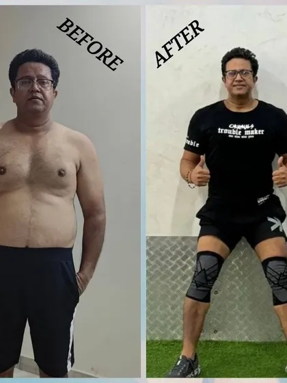 Before aur After ki yeh photo khud bolti hai. Humne weight training aur cardio ka sahi balance banake yeh physique achieve kiya.