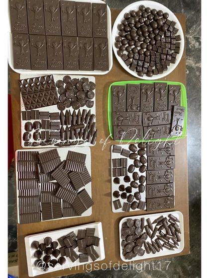 A glimpse of my Diwali prep station. I make a huge variety of handmade chocolates, including edible firecrackers, in different shapes and flavors.