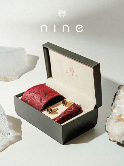 A professionally shot image of our crimson red accessory set. The presentation is clean and highlights the quality of the products, making it ideal for client presentations.