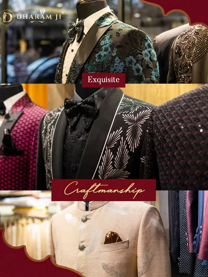 This collage captures the essence of my work: exquisite craftsmanship across a variety of styles. From embroidered tuxedos to elegant bandhgalas, each piece is a work of art, designed to offer timeless elegance.