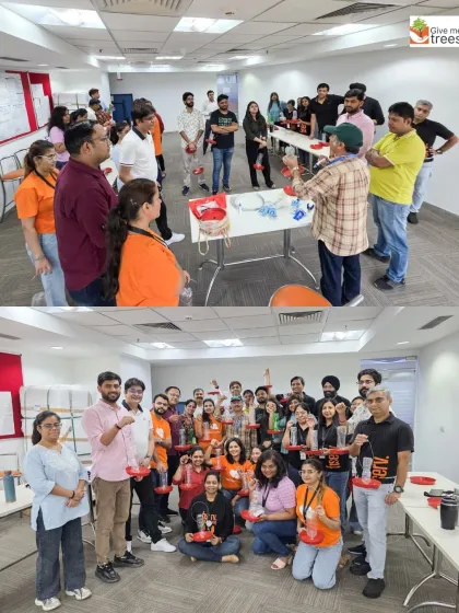 Our workshops go beyond planting. Here, the team at Fiserv Gurgaon learns to upcycle plastic bottles into bird feeders. These sessions are designed to change mindsets around waste and show how small, creative actions can support local biodiversity.