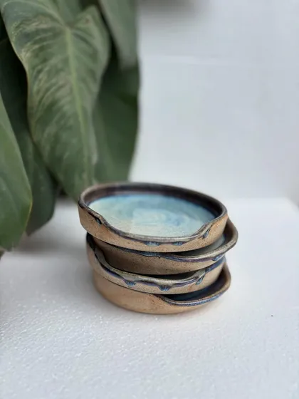 Another view of our stacked Rutile spoon rests. They add a perfect pop of color to any stovetop.