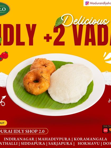 A perfect pairing for a perfect breakfast. Enjoy our soft idli with two crispy vadas, served with our traditional accompaniments.