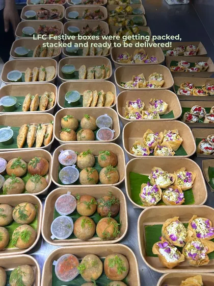Here is a look at my kitchen in full swing, preparing festive boxes for delivery across Mumbai. Each box is carefully packed to ensure freshness and beautiful presentation, showing my commitment to handling both small and large scale orders with precision.