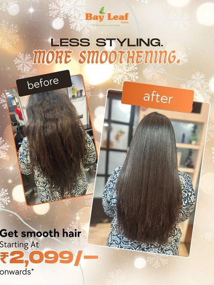 My philosophy is less styling, more smoothening. This before and after shot shows how we eliminate frizz and create silky, manageable hair that looks great naturally.