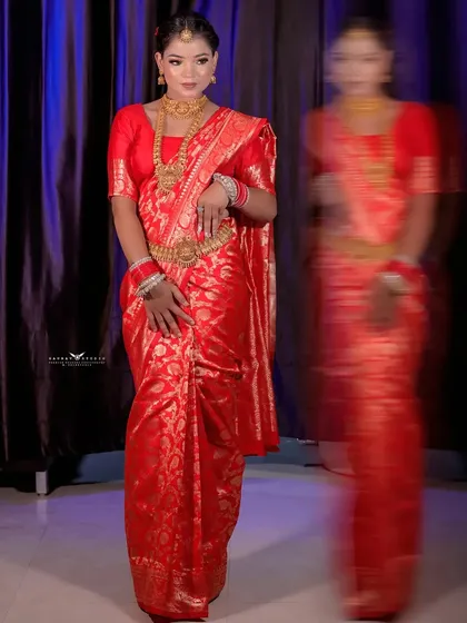 An artistic shot using motion blur to create a ghostly second image of the model.