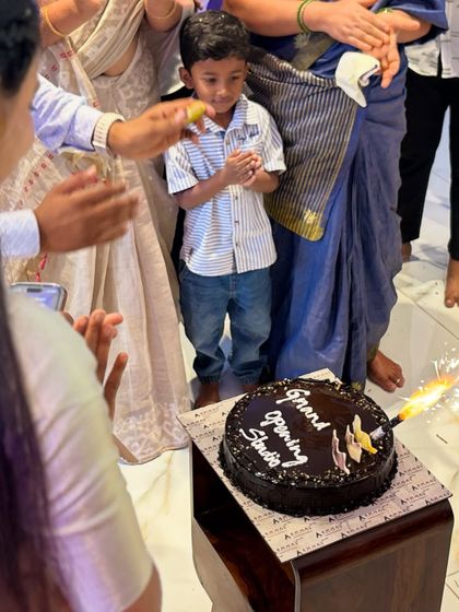 The grand opening celebration. Cutting the cake with family and friends was a special moment, marking the beginning of a new chapter for me and the Bangalore dance community.