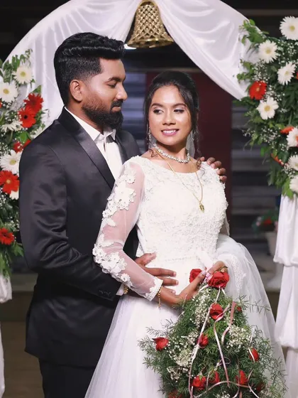 For Christian weddings, I aim for a look that is both classic and radiant. Here, I created a timeless style for the bride that perfectly complemented her white gown, and also provided a subtle touch-up for the groom.