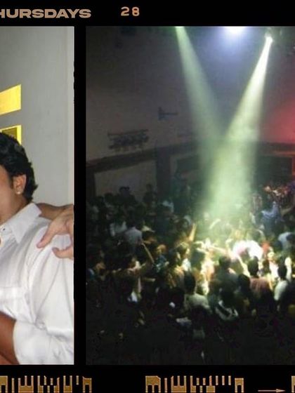 The view from the DJ console at Taika, another iconic Bangalore venue. The sea of people and the spotlight capture the essence of the late 2000s club scene.