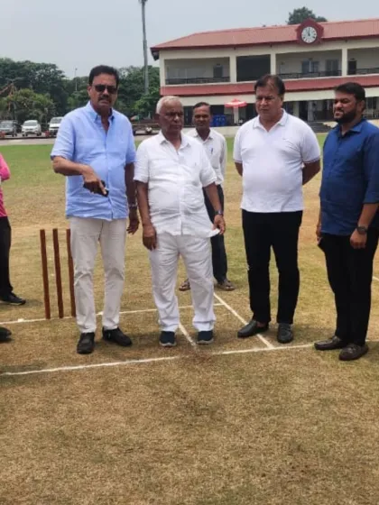 The coin toss for the first match of the U-15 tournament at New Panvel.