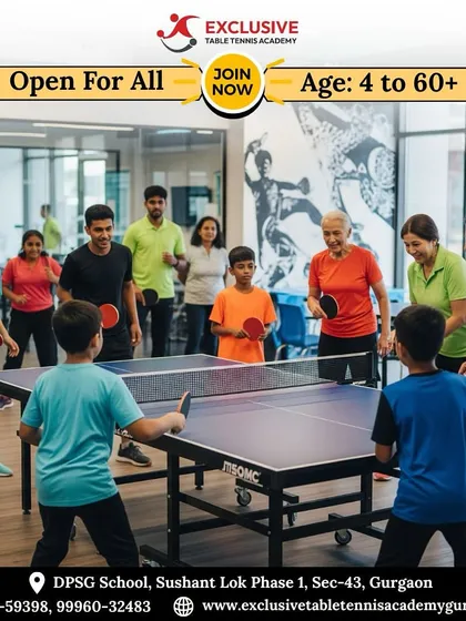 We truly believe table tennis is for everyone. This graphic represents our commitment to training players of all ages, from young children aged 4 to seniors over 60, creating a diverse and energetic community at our academy.