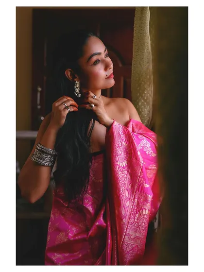 I love using natural light to create soft, moody, and evocative portraits. This shot for a saree brand captures a quiet, intimate moment, focusing on the texture of the fabric and the emotion of the scene to create a lasting impression.