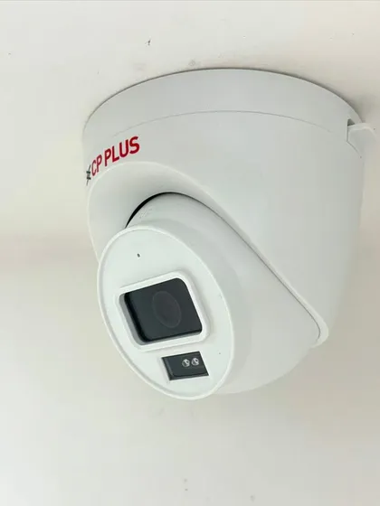 For indoor spaces like offices, I recommend dome cameras like this CP Plus IP model. It's discreet and provides excellent picture clarity, as you can see from a recent installation I did in a Gurgaon office.