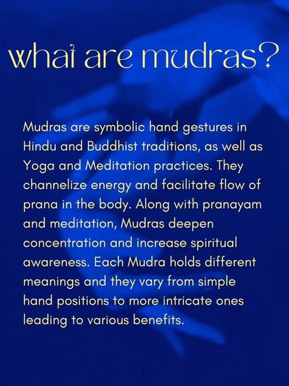 What are Mudras? This graphic introduces the concept of symbolic hand gestures used in yoga and meditation to channel the flow of prana, or life-force energy.