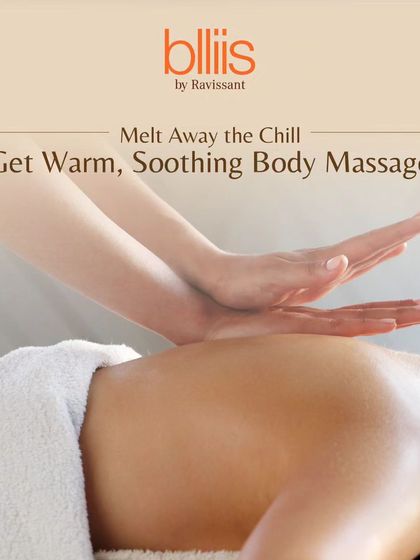 Melt away the chill with a warm, soothing body massage. This image captures a therapist's hands gliding over a client's back, providing comfort and relief from the tensions of the day.