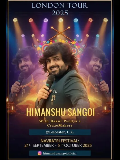 Taking our music across the globe is a dream come true. This poster for my London tour for the Navratri festival in Leicester was a huge milestone. We are based in Mumbai, but we will travel anywhere in the world to be a part of your celebration.