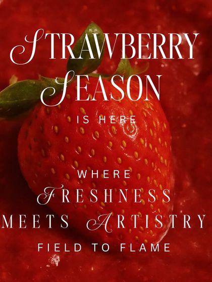 Where freshness meets artistry. A perfect, handpicked strawberry rests in its own slow-simmered compote. This is our philosophy: honoring the ingredient from field to flame.