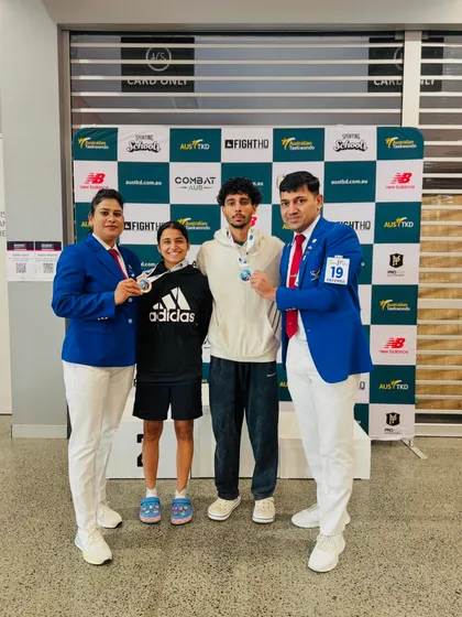 Our athletes with officials, representing India with pride at an international event in Australia.