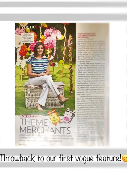 It was a special moment to be featured in Vogue early in my career. This recognition for my themed party designs still makes me smile, and it was even more memorable as I was expecting my daughter at the time.
