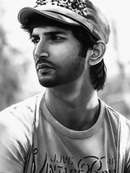 A full black and white portrait of Sushant Singh Rajput. This was a special request piece, and I tried to create a respectful and realistic tribute to the late actor.