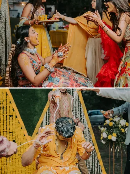 More moments from our colorful Haldi and Mehendi events, capturing the joy, laughter, and beautiful details.