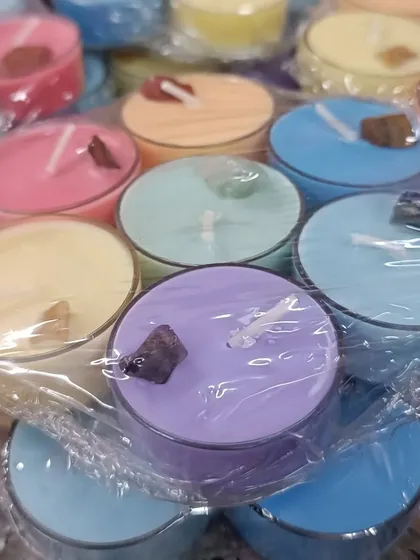 My 7 Chakra healing tealight sets are packaged and ready for you. Each candle contains a unique crystal, making it a complete kit for your spiritual practice or a thoughtful gift for someone focused on wellness.