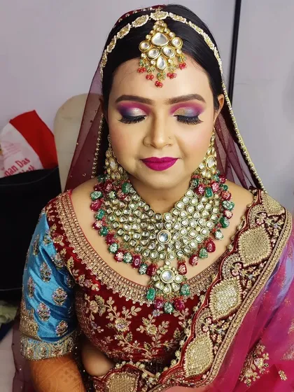 A final look at the eye makeup detail. The shimmer and deep tones add dimension, making her eyes the centerpiece of the look.