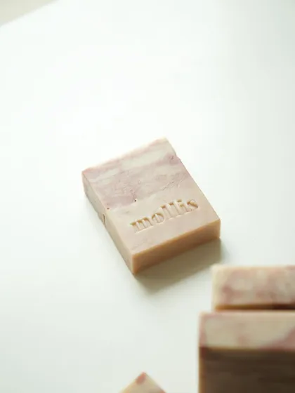 The beautiful pink and white swirls of the Watermelon Sugar soap.