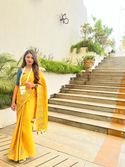 Dressed for the occasion at the Electronica Productonica India 2023 conference. I believe in matching my attire to the event's tone, whether it's a sharp corporate suit or an elegant traditional saree.