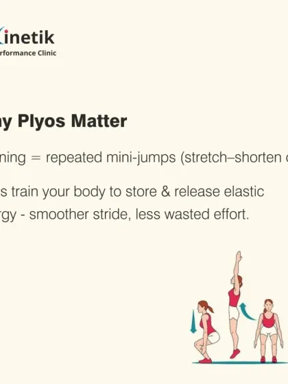 Running is essentially a series of repeated mini-jumps. Plyometrics train your body's stretch-shorten cycle, teaching it to store and release elastic energy for a smoother, more effortless stride.