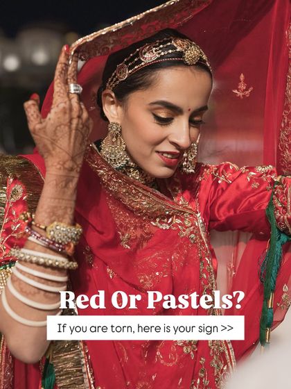 Torn between red or pastels? This bride shows the power and drama of a traditional red look, perfect for making a statement.