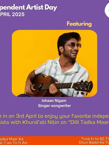 A graphic from when I was featured on 92.7 Big FM for Independent Artist Day. It was an honor to chat live on the radio and share my journey as a singer-songwriter.