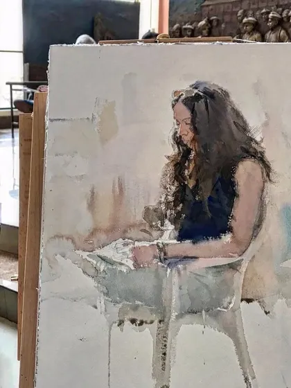 The finished watercolour sketch from the World Art Day event.