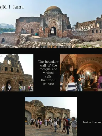 Exploring the Jami Masjid within Feroz Shah Kotla. This large mosque, now in ruins, was once the principal mosque of the city of Firozabad and is built on a series of vaulted cells.